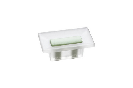 Ручка-кнопка 16 мм,
отделка транспарент матовый + светло-зелёный