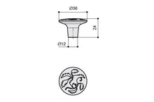 Ручка-кнопка d.36мм, отделка бронза античная