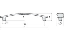 Ручка-скоба 128мм, отделка графит металлик