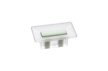 Ручка-кнопка 16 мм,
отделка транспарент матовый + светло-зелёный